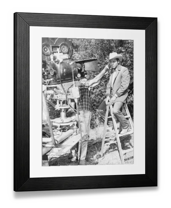 Framed Print : Audie Murphy on Set