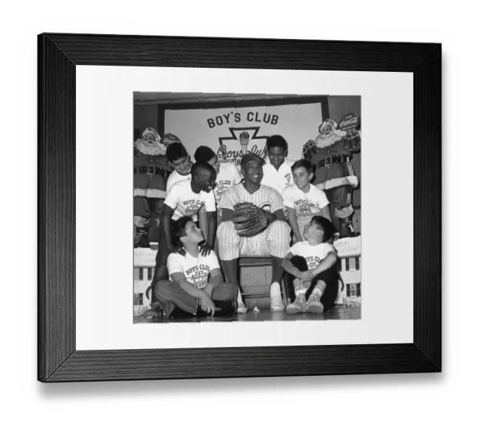 Framed Print : Ernie Banks With Boys Club Members Framed Print : Ernie Banks With Boys Club Members