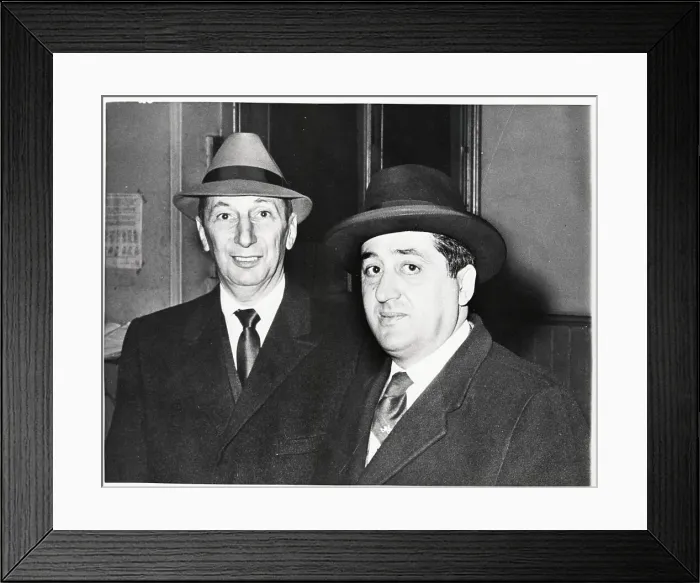 Framed Print : Man Charged With Perjury Standing With Lawyer Framed Print : Man Charged With Perjury Standing With Lawyer