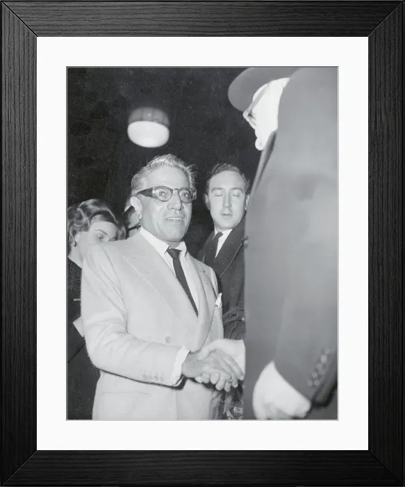 Framed Print : Aristotle Onassis Shaking Hand of English Official