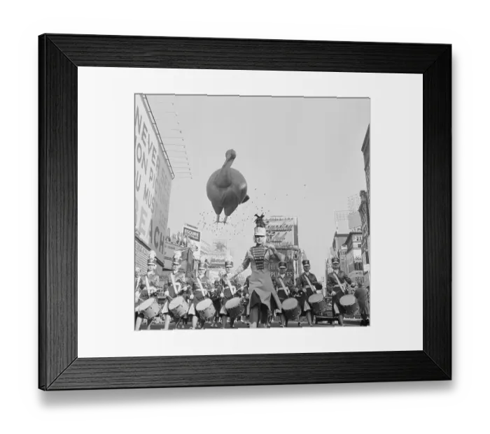 Framed Print : Band and Turkey Balloon in Macy's Thanksgiving Day Parade Framed Print : Band and Turkey Balloon in Macy's Thanksgiving Day Parade