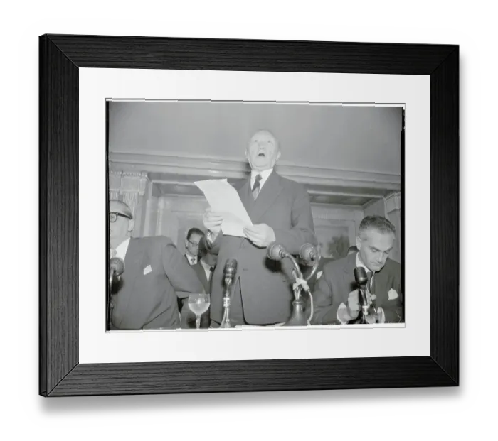 Framed Print : Konrad Adenauer Reading a Statement Framed Print : Konrad Adenauer Reading a Statement