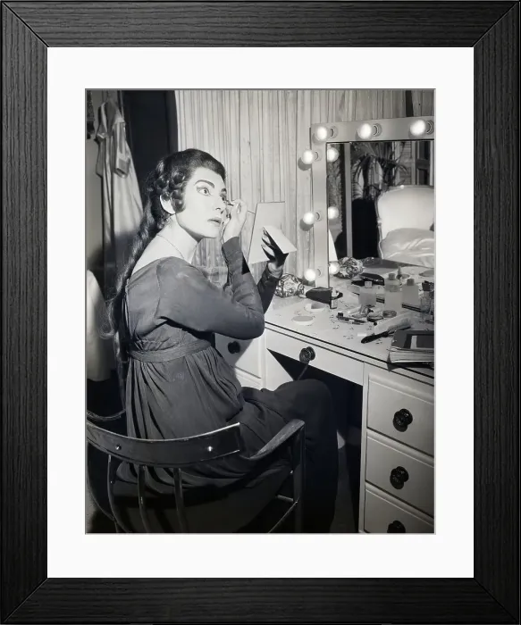 Framed Print : Maria Callas Applying Stage Makeup Framed Print : Maria Callas Applying Stage Makeup