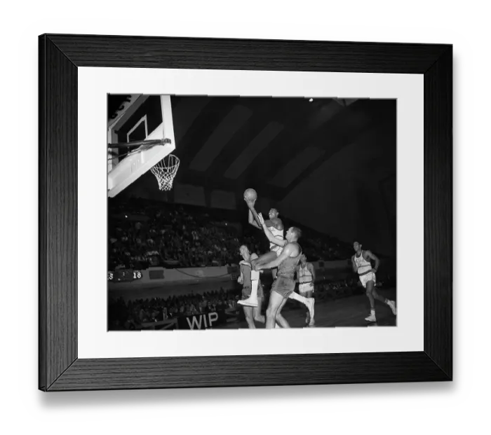 Framed Print : Wilt Chamberlain Leaping to Shoot Basket Framed Print : Wilt Chamberlain Leaping to Shoot Basket
