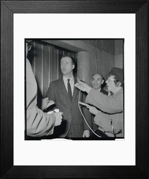 Framed Print : Hank Bloomgarden Talking to Reporters Framed Print : Hank Bloomgarden Talking to Reporters