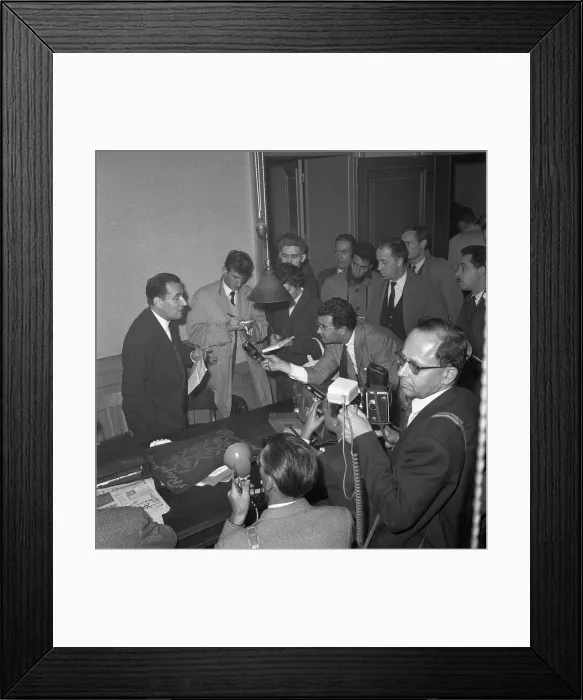 Framed Print : Francois Mitterand makes Declaration to the Press Framed Print : Francois Mitterand makes Declaration to the Press
