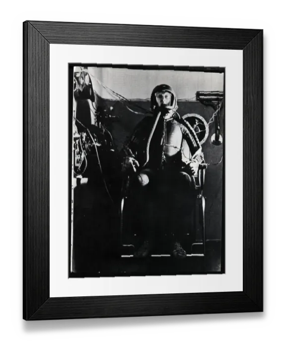 Framed Print : Cosmonaut in Altitude Chamber with Mask Framed Print : Cosmonaut in Altitude Chamber with Mask