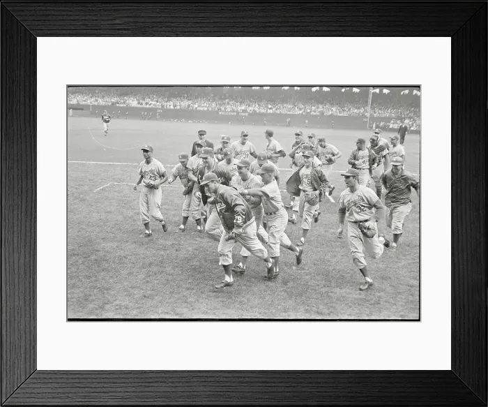 Framed Print : Teammates Gathering Around Larry Sherry Framed Print : Teammates Gathering Around Larry Sherry