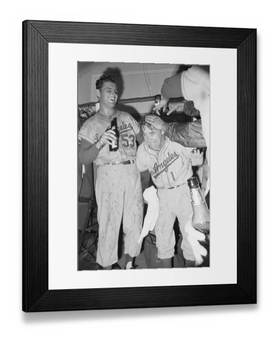 Framed Print : Don Drysdale and Peewee Reese Covered in Beer Framed Print : Don Drysdale and Peewee Reese Covered in Beer
