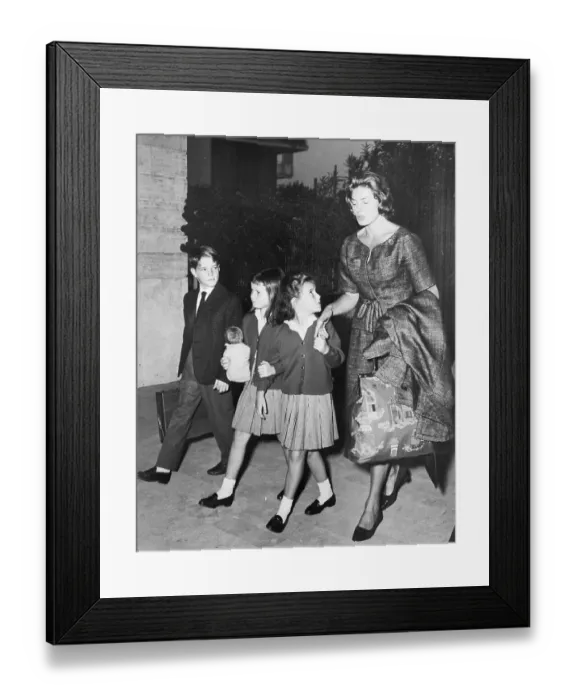 Framed Print : Ingrid Bergman Walking with Her Children Framed Print : Ingrid Bergman Walking with Her Children