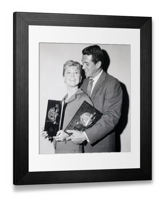 Framed Print : Rock Hudson, Doris Day Holding Plaques Framed Print : Rock Hudson, Doris Day Holding Plaques