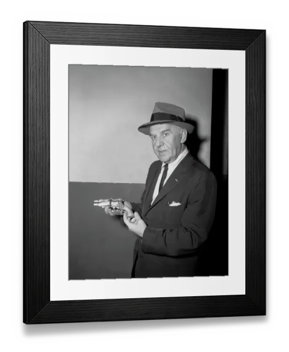 Framed Print : Winchell Examines Double-Barreled Zip-Gu Framed Print : Winchell Examines Double-Barreled Zip-Gu