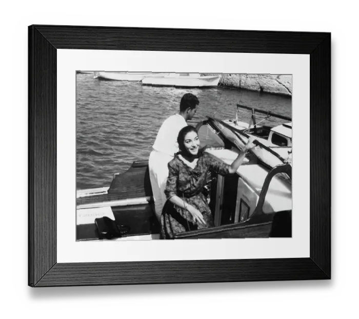 Framed Print : Maria Callas Arriving in Port Framed Print : Maria Callas Arriving in Port