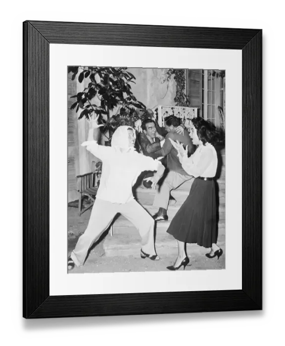 Framed Print : Hepburn Scowls At Taylor, Clift And Manki Framed Print : Hepburn Scowls At Taylor, Clift And Manki