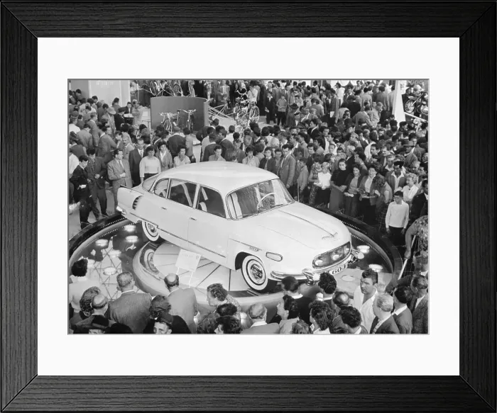 Framed Print : Spectators at New Automobile Trade Fair Framed Print : Spectators at New Automobile Trade Fair