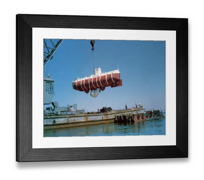 Framed Print : Crane Lifting Trieste Bathyscaphe Framed Print : Crane Lifting Trieste Bathyscaphe