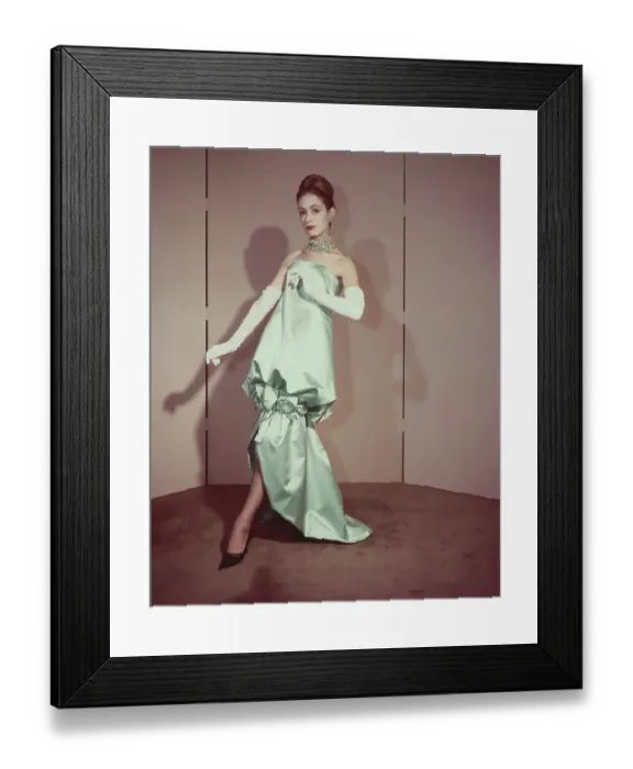 Framed Print : Model Posing in Satin Evening Gown Framed Print : Model Posing in Satin Evening Gown