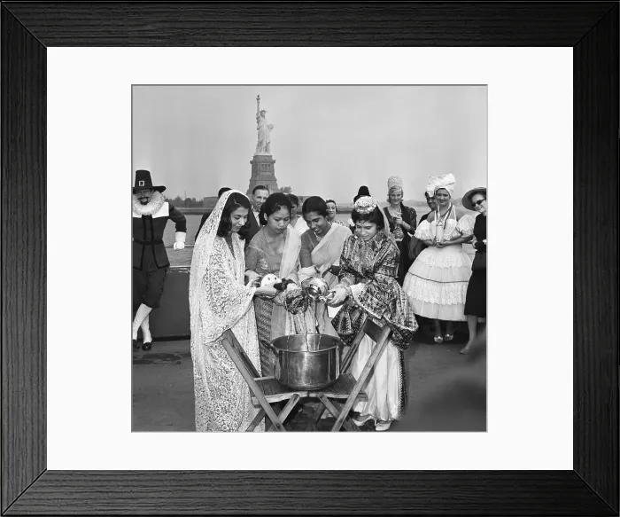 Framed Print : Traditionally Dressed Emigrants Pouring Waters Framed Print : Traditionally Dressed Emigrants Pouring Waters