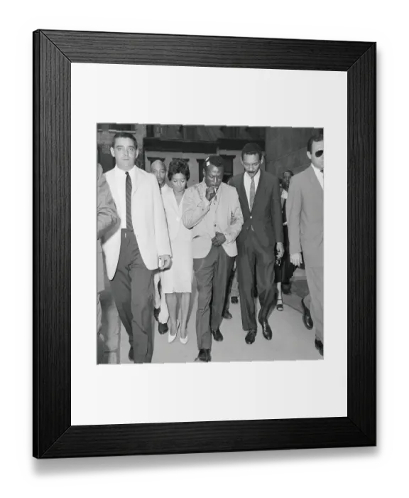 Framed Print : Miles Davis and Colleagues Exiting Courtroom Framed Print : Miles Davis and Colleagues Exiting Courtroom