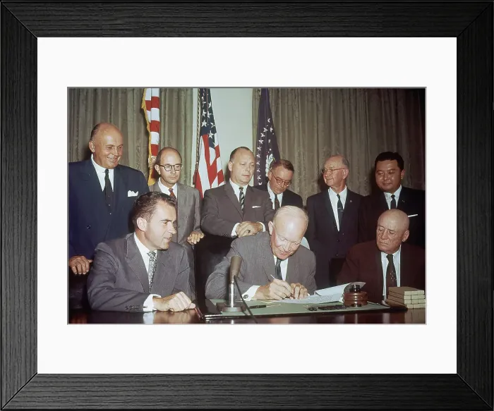 Framed Print : President Eisenhower Signing Proclamation of Hawaii's Statehood Framed Print : President Eisenhower Signing Proclamation of Hawaii's Statehood