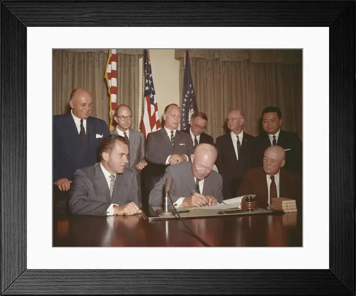 Framed Print : Dwight Eisenhower Signing Hawaii as a State Framed Print : Dwight Eisenhower Signing Hawaii as a State