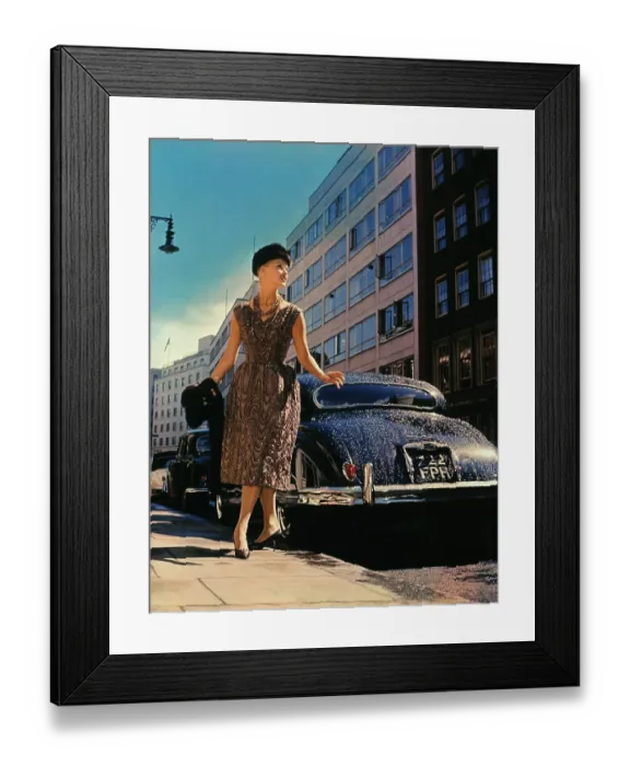 Framed Print : Model Wearing Norman Hartnell Fashion Framed Print : Model Wearing Norman Hartnell Fashion