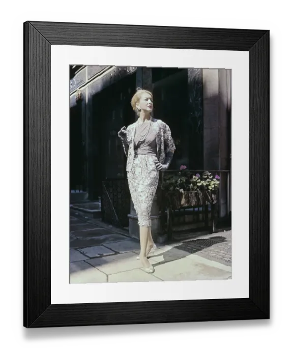 Framed Print : Model Wearing Ensemble by Norman Hartnell Framed Print : Model Wearing Ensemble by Norman Hartnell
