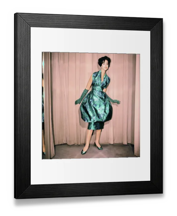 Framed Print : Fashion Model Wearing Evening Dress by Norman Hartnell