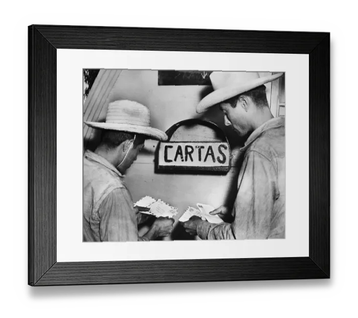 Framed Print : Mexican Migrant Workers Receive Letters Framed Print : Mexican Migrant Workers Receive Letters