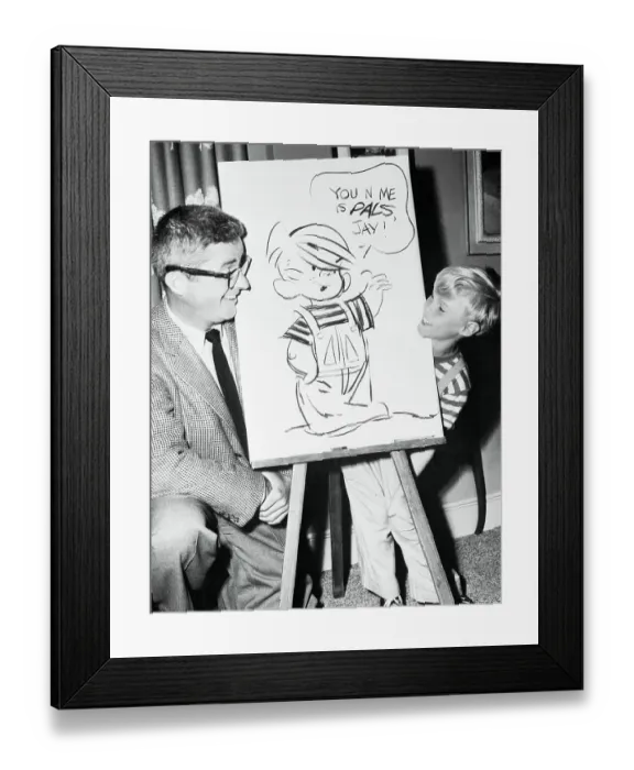 Framed Print : Jay North and Hank Ketchum Laughing at Cartoon Framed Print : Jay North and Hank Ketchum Laughing at Cartoon