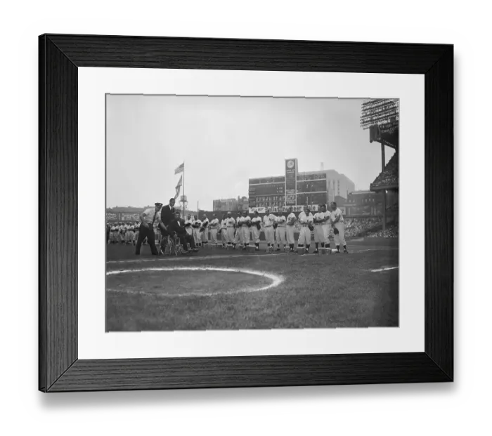 Framed Print : Roy Campanella with Yankee Old Timers Framed Print : Roy Campanella with Yankee Old Timers