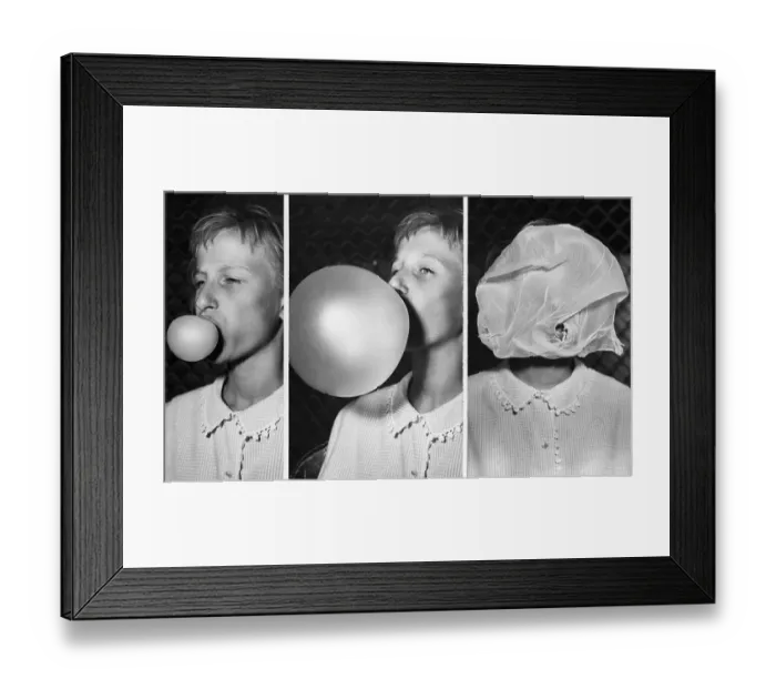 Framed Print : Girl Blowing Bubble in Contest Framed Print : Girl Blowing Bubble in Contest