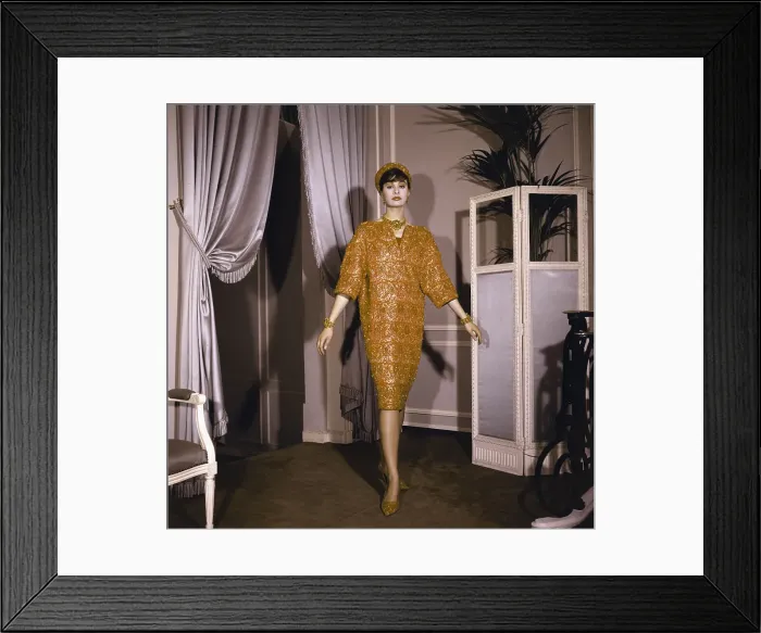 Framed Print : Model Posing in Chanel Cardigan Suit Framed Print : Model Posing in Chanel Cardigan Suit