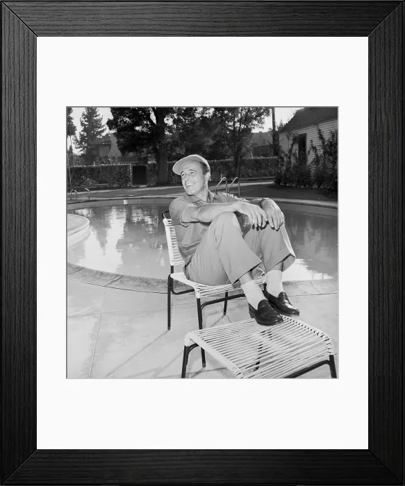 Framed Print : Gene Kelly Seated At Poolside At Home Framed Print : Gene Kelly Seated At Poolside At Home