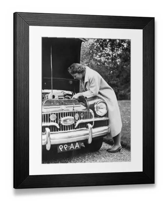 Framed Print : Princess Beatrix Inspecting a Car Engine Framed Print : Princess Beatrix Inspecting a Car Engine