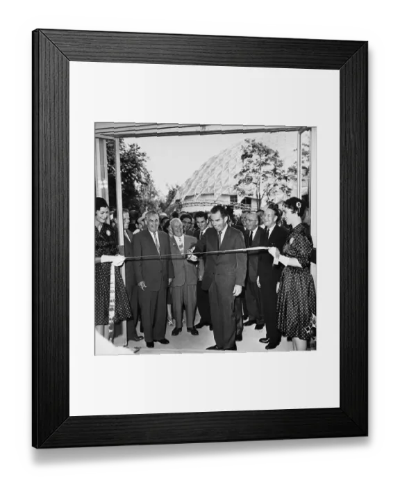 Framed Print : Richard Nixon Cuts Ribbon At Opening Framed Print : Richard Nixon Cuts Ribbon At Opening