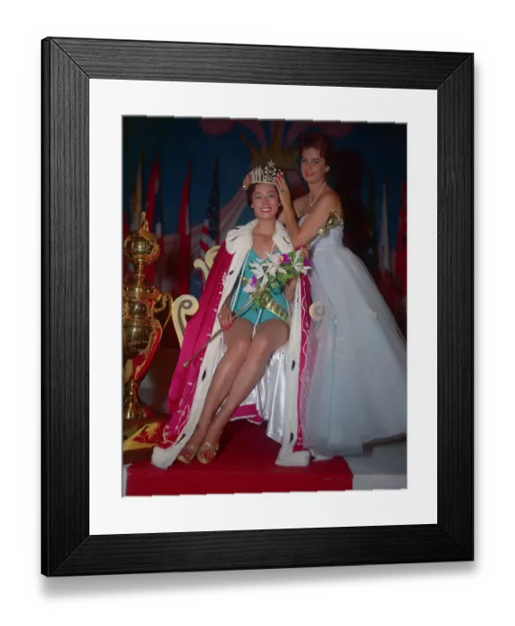 Framed Print : Miss Universe 1959 Being Crowned by Predecessor