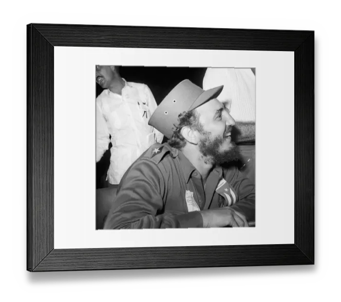 Framed Print : Profile of Fidel Castro Smiling