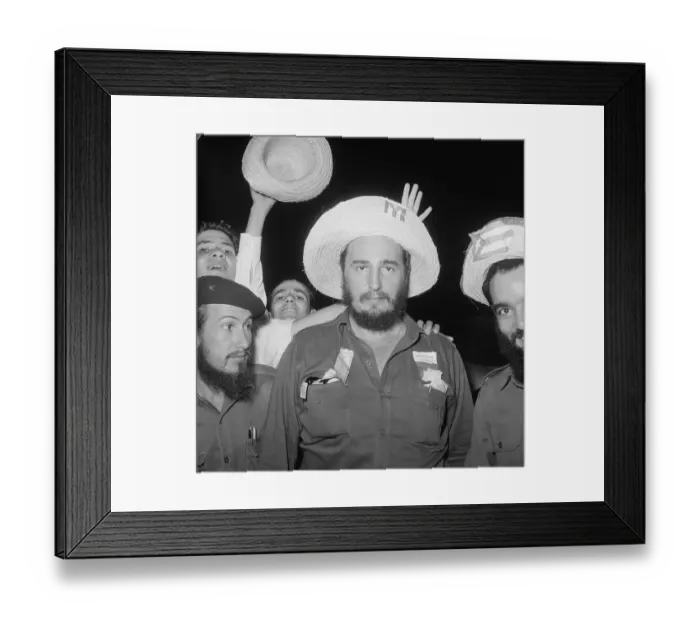 Framed Print : Fidel Castro Wearing Wide Rimmed Hat Framed Print : Fidel Castro Wearing Wide Rimmed Hat