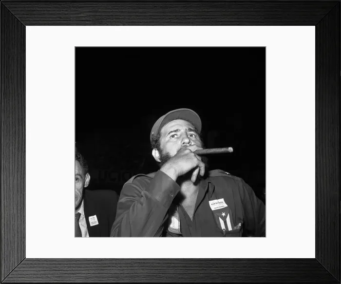 Framed Print : Fidel Castro Smoking a Cigar Framed Print : Fidel Castro Smoking a Cigar