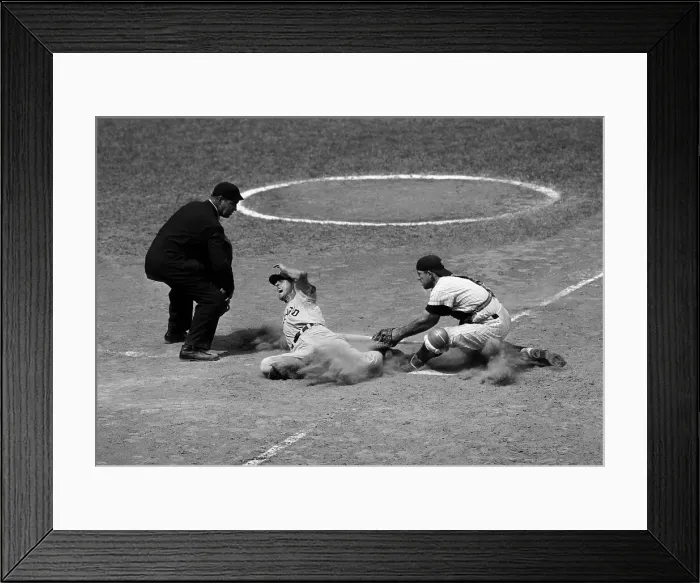 Framed Print : Yogi Berra Tagging Out White Sox Player