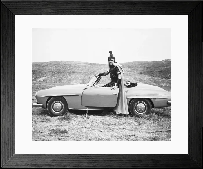 Framed Print : Yul Brynner in Costume with His Mercedes Framed Print : Yul Brynner in Costume with His Mercedes