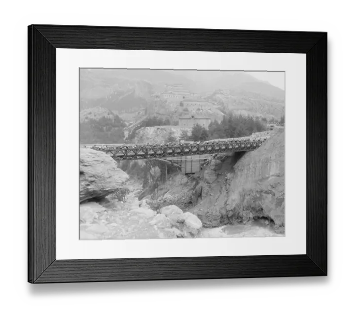 Framed Print : Bicyclists Crossing Bridge Framed Print : Bicyclists Crossing Bridge