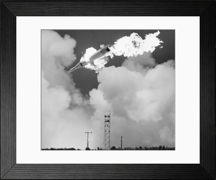 Framed Print : Juno-11 Missile With Satellite Explodes Framed Print : Juno-11 Missile With Satellite Explodes