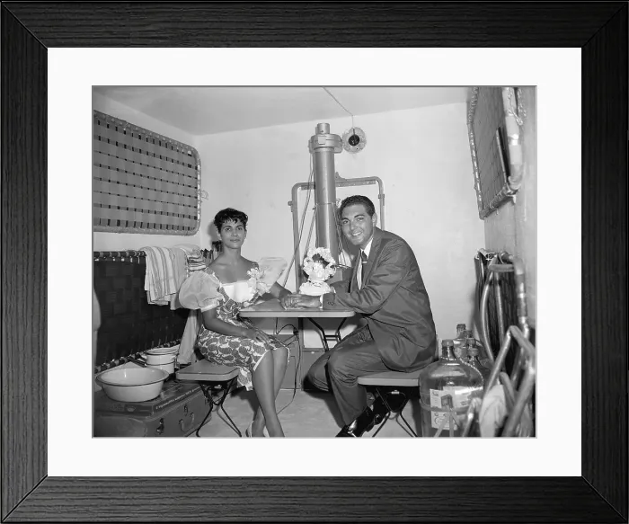 Framed Print : Newlywed Couple In Fallout Shelter Framed Print : Newlywed Couple In Fallout Shelter