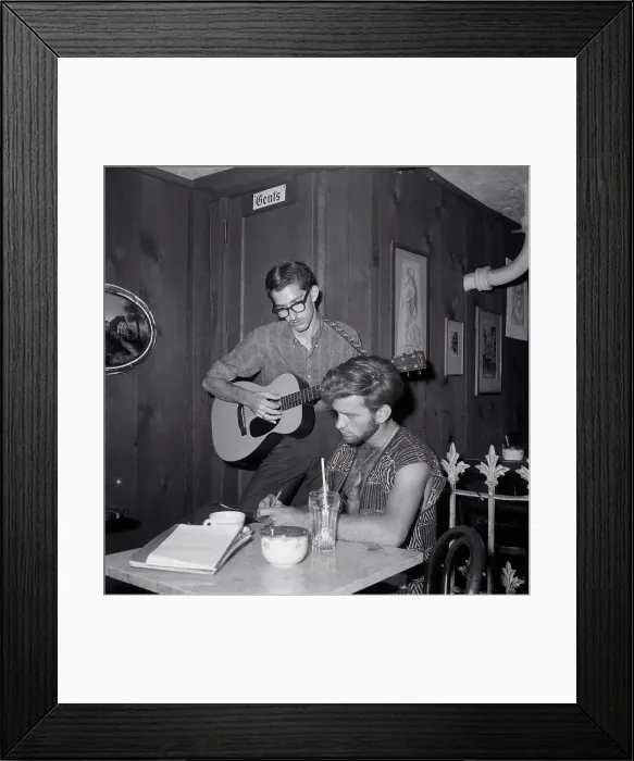 Framed Print : Beatnik Playing Guitar in Cafe Framed Print : Beatnik Playing Guitar in Cafe