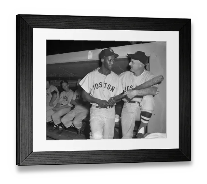 Framed Print : Bill Jurges and Pumpsie Green Holding Baseball Bat Framed Print : Bill Jurges and Pumpsie Green Holding Baseball Bat