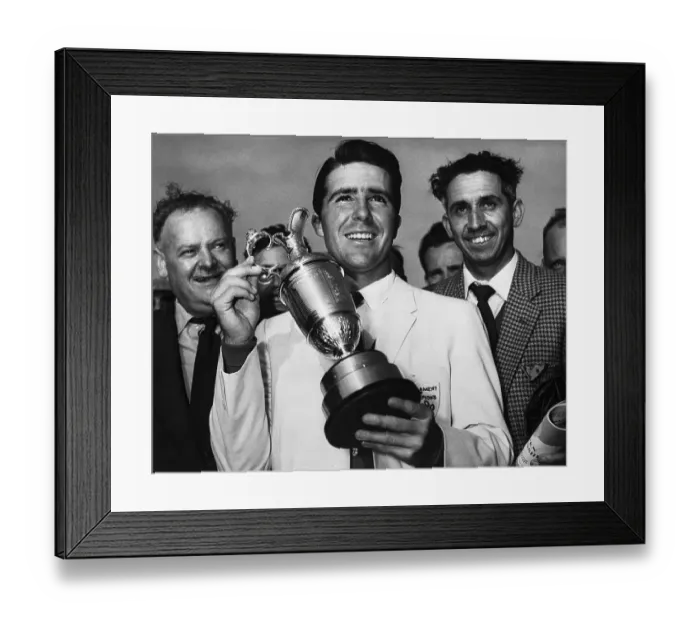Framed Print : Gary Player Holding up Golf Trophy Framed Print : Gary Player Holding up Golf Trophy