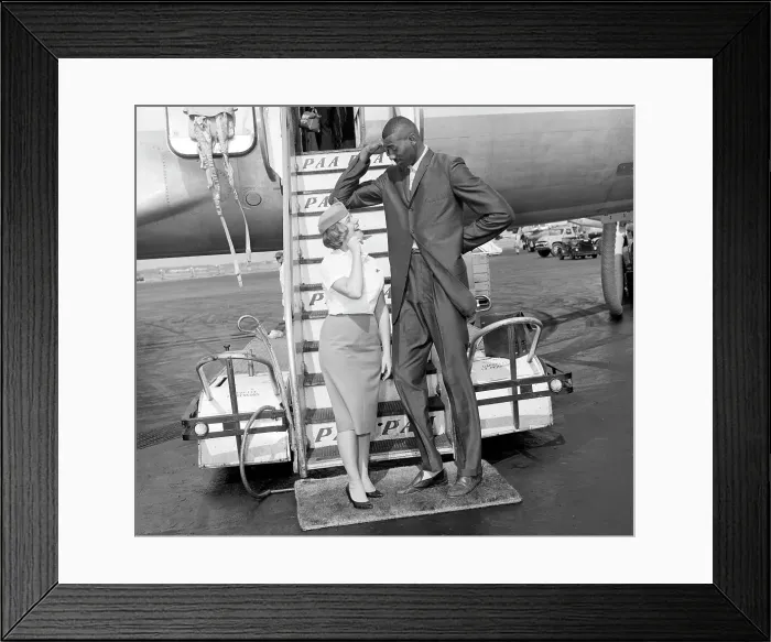 Framed Print : Wilt Chamberlain with Flight Attendant Framed Print : Wilt Chamberlain with Flight Attendant