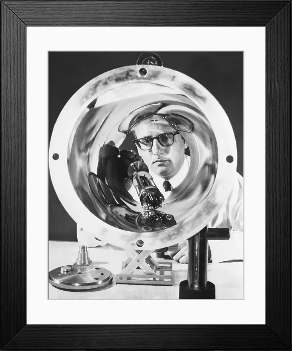 Framed Print : Harold Lyons Examines Part of an Atomic Clock Framed Print : Harold Lyons Examines Part of an Atomic Clock